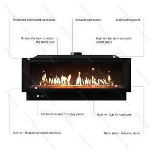 <span class=keywords><strong>Chimenea</strong></span> de Gas <span class=keywords><strong>Decorativa</strong></span> Moderna para Interiores CRUISE de 48 Pulgadas, 1219x720x380 mm, Eléctrica, Empotrada, para Hogar y Hotel, en Inglés - Product Image 6