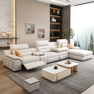 FZT Modern L Shape Leather Sectional Sofa Set <b>Reclining</b> Living Room Furniture with Metal Legs and Storage - Product Image 1