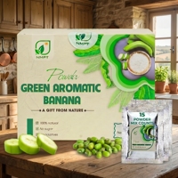 Authentiek Vietnamees groen bananenpoeder met mungboonmengsel, vitamine C, natuurlijke energieboost, OEM beschikbaar, NMPT-fles