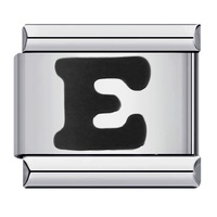 Bracelet à breloques italiennes avec lettres, modules DIY d'initiales anglaises noires avec technique d'huile coulante