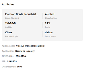 Dipropilenglicol (DPG) de Grado Industrial, Líquido al 99.5%, 99.7%, 99.9% para Alcohol, Éter de Hidroxibenceno y Solvente Industrial - Product Image 6