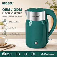 Bouilloire électrique sans fil en acier inoxydable de 1,8 L avec base rotative à 360 degrés