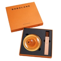 Coffret d'encens haut de gamme avec couvercle et base, plat en verre ambré, insert noir, personnalisable OEM