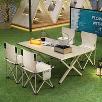 Ensemble de table et de chaises pliantes en aluminium pour l'extérieur - Ensemble complet portable pour le camping, le pique-nique et le barbecue