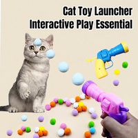 Ensemble de 100 pompons interactifs pour chat, résistant à l'abrasion, avec lanceur, en plastique et tissu brocart, pour animaux de compagnie d'intérieur