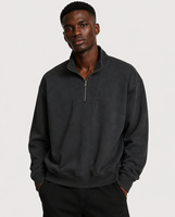 Sweat-shirt en molleton à col montant zippé, coupe carrée, épaules tombantes, personnalisé, court, style streetwear, imprimé, brodé, oversize