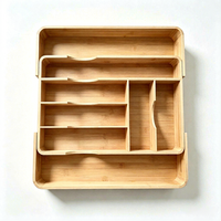 Organisateur de tiroir en bambou multifonctionnel extensible et réglable avec installation facile pour couverts et outils de cuisine