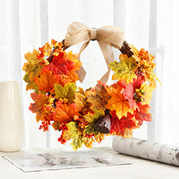 Couronne de feuilles d'érable artificielles Trustloops OEM personnalisée de 40 cm pour la décoration de porte de Thanksgiving, en plastique, avec matériaux écologiques