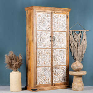 Luxury Handcrafted Solid Wood Display Cabinet with Brown Finish Doors and Functional Multi Storage Compartmets for Modern - Product Image 3