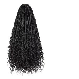 Water Wave Crochet <b>Braid</b> Hair 100g Three Strand <b>Box</b> <b>Braids</b> Pre Looped Hair <b>Extension</b> for African Women Salon Braiding - Product Image 4