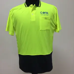 Manufacturer Wholesale Custom Hi Vis Golf T Shirt Neon Yellow Green 100% Polyester Polo Shirt Quick Dry Safe Clothing