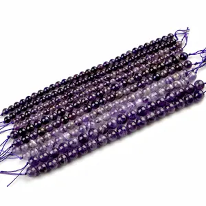 Reich an Poesie Nature del stein Achat Kristall Quarz Glatte Oberfläche Amethyst Perlen 6mm/8mm/10mm Stein Armband Halskette Hand gefertigt