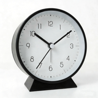 Réveil analogique silencieux à mouvement à quartz, design minimaliste, en métal noir, 3,5 pouces, affichage à aiguilles, sonnerie simple, pour chevet