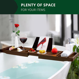 Vassoio da <span class=keywords><strong>bagno</strong></span> espandibile in <span class=keywords><strong>bambù</strong></span> di lusso regolabile con supporto per libri di vino nuovo Design <span class=keywords><strong>set</strong></span> da <span class=keywords><strong>bagno</strong></span> da <span class=keywords><strong>bagno</strong></span> - Product Image 4