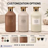 Bouteille de shampooing ovale personnalisée en PP 500ml/570ml/950ml, flacon de lotion côtelé avec pompe dorée et bouchon à clapet pour emballage de soins personnels