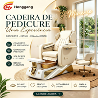 Chaise de pédicure élégante beige avec bassin pour les pieds, mobilier de salon de beauté et spa, service professionnel de soins des pieds
