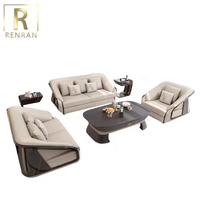 Nouveau canapé en cuir de luxe design moderne, ensemble de canapés en cuir de Dubaï, meubles de salon pour hôtel et villa
