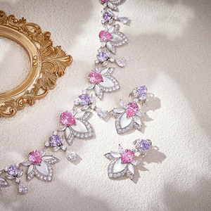 <span class=keywords><strong>Orecchini</strong></span> in ottone rosa viola con collana di fiori abbinati a accessori di gioielli di moda da donna in <span class=keywords><strong>madreperla</strong></span> bianca - Product Image 5