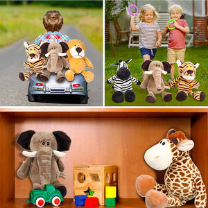 Set <span class=keywords><strong>de</strong></span> Animales <span class=keywords><strong>de</strong></span> Peluche <span class=keywords><strong>de</strong></span> <span class=keywords><strong>la</strong></span> Selva Estilo Tierno para Niños y Niñas con León, Elefante, <span class=keywords><strong>Cebra</strong></span>, Jirafa, Tigre y Mono - Product Image 6