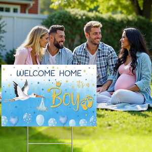 <b>Custom</b> Baby Announcement Yard Signs Waterproof UV Resistant Fade Proof with H-Stake for Outdoor Lawn Newborn Party Decor - Product Image 2