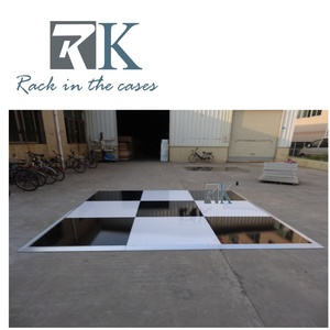 Plancher de danse portable en contreplaqué blanc et noir, finition brillante, installation rapide, pour mariage, discothèque, fête - Product Image 2