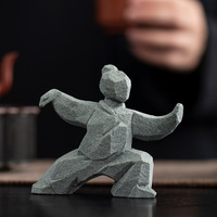 Nouvelle figurine créative en pierre d'inspiration Tai Chi Kung Fu Wuxia de style chinois, ornement pour animal de compagnie de thé, décoration de table de thé pour la maison et le bureau, finition soignée