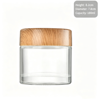 Bocaux de conservation en verre transparent avec couvercle en bois, récipients ronds pour miel, bocaux en verre hermétiques pour confiture, crème, épices