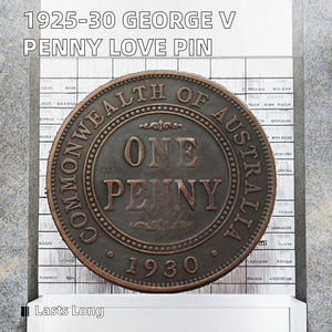 Moneda Conmemorativa Australiana de 1 <span class=keywords><strong>Penny</strong></span>-George V (1925-1930), Pin Decorativo de Latón Bañado en Cobre, Diseño Metálico con Tema de Logotipo de Amor - Product Image 4