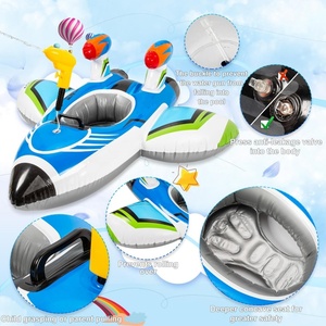 Bateau gonflable en PVC en forme d'avion avec pistolet à eau et poignée 108*105 CM pour enfants, idéal pour l'été, la plage et les jeux aquatiques en extérieur - Product Image 4