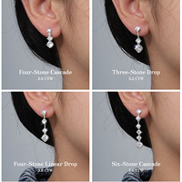 Boucles d'oreilles pendantes en moissanite VVS 2-5 CTW, argent sterling S925 plaqué or 14K, pour femme, mariage, avec moissanite GRA, courtes ou longues
