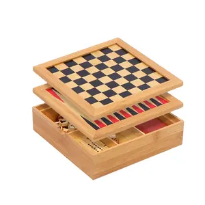 Bán Buôn Mẫu Giáo Casual Xách Tay Tre Chơi Thẻ Xúc Xắc Backgammon 6 Trong 1 Quà Tặng Trò Chơi Bộ Đồ Chơi