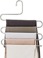 Cintres à pantalons antidérapants en acier inoxydable en forme de S à 5 couches, organisateur de vêtements en métal pour jeans, écharpes, rangement de garde-robe et salle de bain