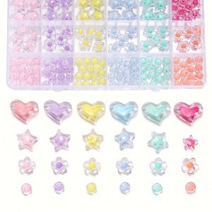 Kit de Manualidades para Hacer Pulseras de Acrílico, Cuentas Coloridas Transparentes con Forma de Corazón, Estrella y Flor, para Niñas - Product Image 3