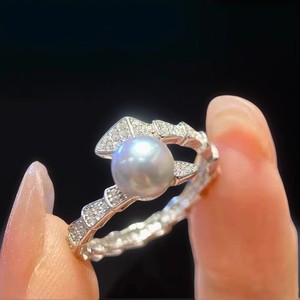 Juego de Accesorios 10571DIY, Plata S925 y Anillo de Doble Perla, 6-8mm, Redondo, Vacío, Juego de Joyería de Serpiente Espiritual - Product Image 1