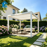 Pergola bioclimatique de luxe Sweet Home en aluminium avec toit à lamelles réglables électriquement, éclairage LED, imperméable, pour extérieur, jardin, patio