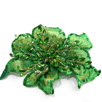 Applique de luxe faite à la main en fil 3D, broderie florale en strass, feutre non tissé, à coudre, avec perles, sequins et cristaux, pour robe de soirée