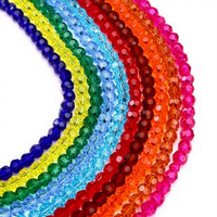 Perles rondes plates multicolores en cristal et verre de 10 mm, facettées, pour la fabrication de bijoux