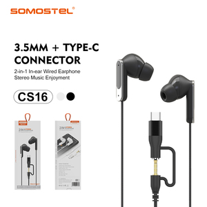 Écouteurs filaires SOMOSTEL CS16 à double interface, connecteur 3,5 mm et Type-C - Compatible universel pour <span class=keywords><strong>iPhone</strong></span>/Android avec appels HD - Product Image 4
