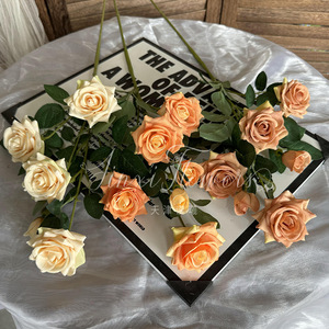ดอกกุหลาบประดิษฐ์สีชมพู ผ้าไหม สำหรับตกแต่งงานแต่งงาน ตกแต่งบ้าน อุปกรณ์ประกอบฉากถ่ายภาพ ตกแต่งฉาก - Product Image 2