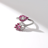 018991 gros mode main Bracelet bijoux couleur fleur cubique Zircon réglable bracelet anneau ensembles marque de luxe bijoux de mariée