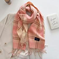 Style britannique automne hiver Collection haut de gamme femmes écharpe motif à carreaux épaissi doux et confortable chaud gland châle