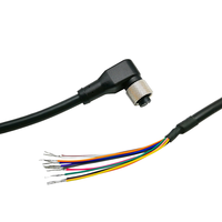 Connecteur circulaire étanche personnalisé IP67 2 3 4 5 8 12 17 broches femelle M12 à angle droit A codé pour ouvrir le câble
