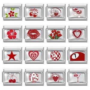Italian Modular Colorful Element <b>Red</b> Pattern DIY Creative Multi-functional Stainless Steel Connectable <b>Bracelet</b> - Product Image 2