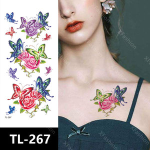 Adesivi per tatuaggi temporanei Flower Butterfly Design per le donne adesivo per tatuaggi con braccio sul petto con inchiostro impermeabile - Product Image 5