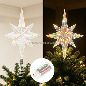 Star Lighted Christmas Tree <b>Topper</b> 8-Point Star Xmas Treetop with Warm White Led Lights Holiday Christmas Tree Decor - Product Image 5