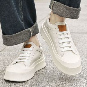 Chaussures de sport pour hommes en cuir véritable avec logo personnalisé, lacets, chaussures décontractées de luxe, semelle épaisse, respirantes, légères, tendance - Product Image 4