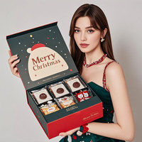 Kotak Kado Natal Kejutan Ramah Lingkungan dari Karton dengan Pita, Desain Kustom, Ukuran Cetak Sesuai Pesanan, Mudah Dilipat
