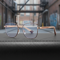 Lunettes de vue unisexes rétro œil de chat en métal, anti-lumière bleue, monture en TR90, verres transparents, avec charnières à ressort