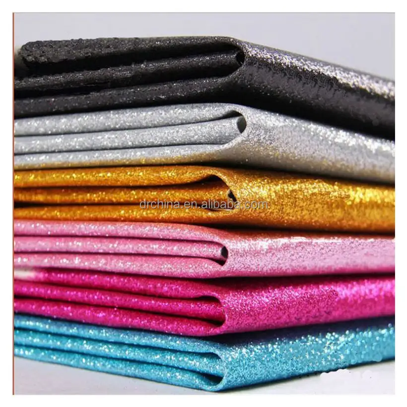 Bahan berkilau Chunky kain kulit imitasi dapat digunakan untuk membuat sepatu gratis sampel gaun kain Glitter