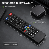 Télécommande universelle tout-en-un 42 touches RCT042 IR RF 2.4G à code fixe, commande vocale, portée 10m, en plastique pour décodeur TV et audio